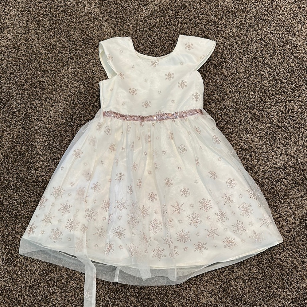 Jona Michelle Big Girl's Sparkling Rose-Gold Snowflakes Fanciful Dress